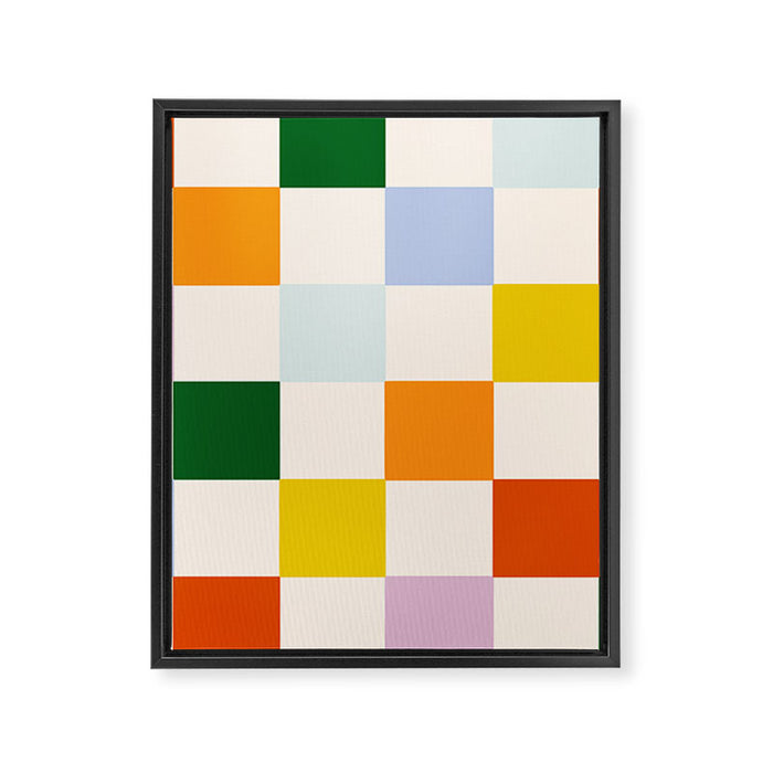 Retro Rainbow Checkerboard  Framed Canvas Print Gallery Image 1