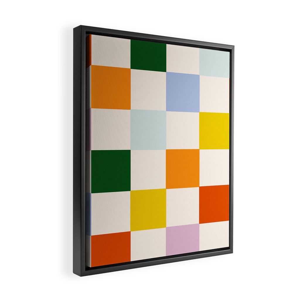 Retro Rainbow Checkerboard  Framed Canvas Print Gallery Image 2