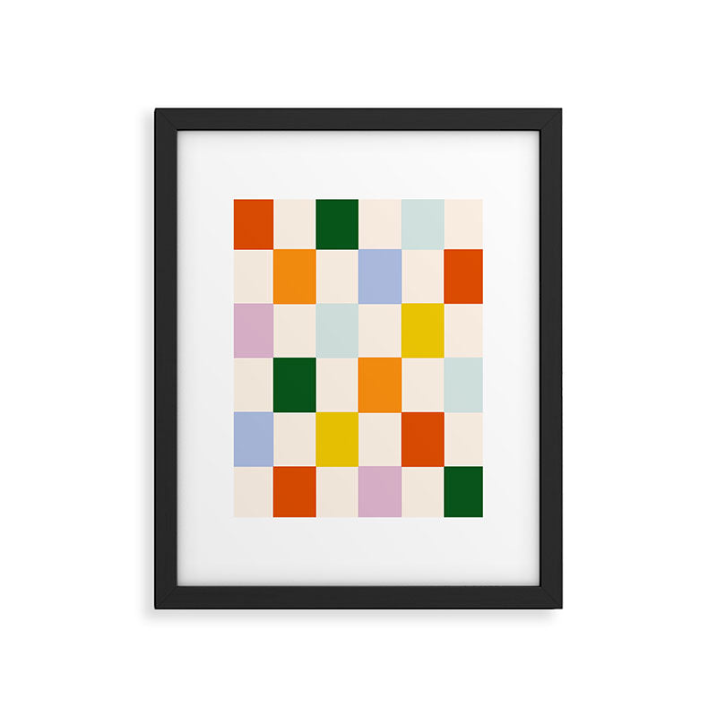 Retro Rainbow Checkerboard  Framed Art Print Gallery Image 4