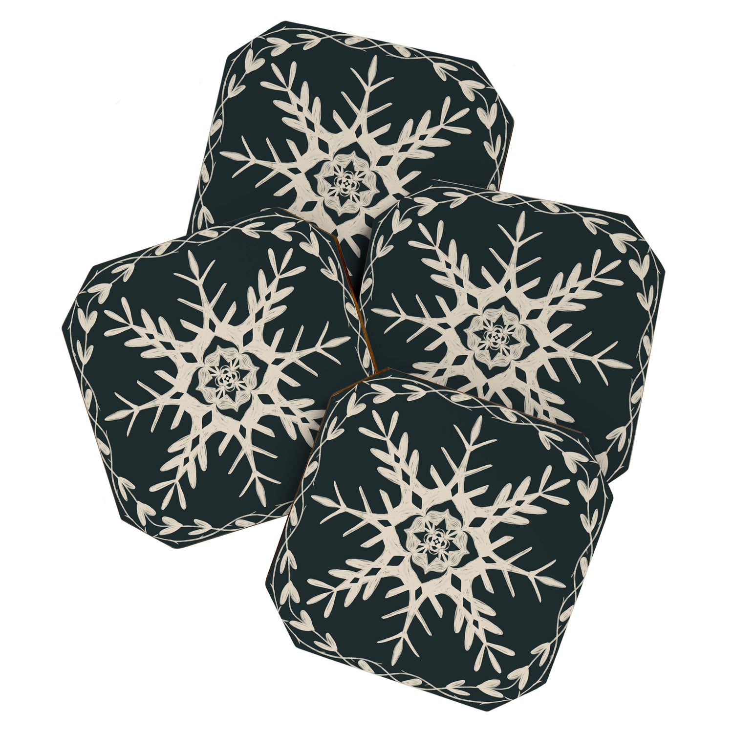 Scandinavian Snowflake no. 3 navy colorway  Coaster Gallery Image 1