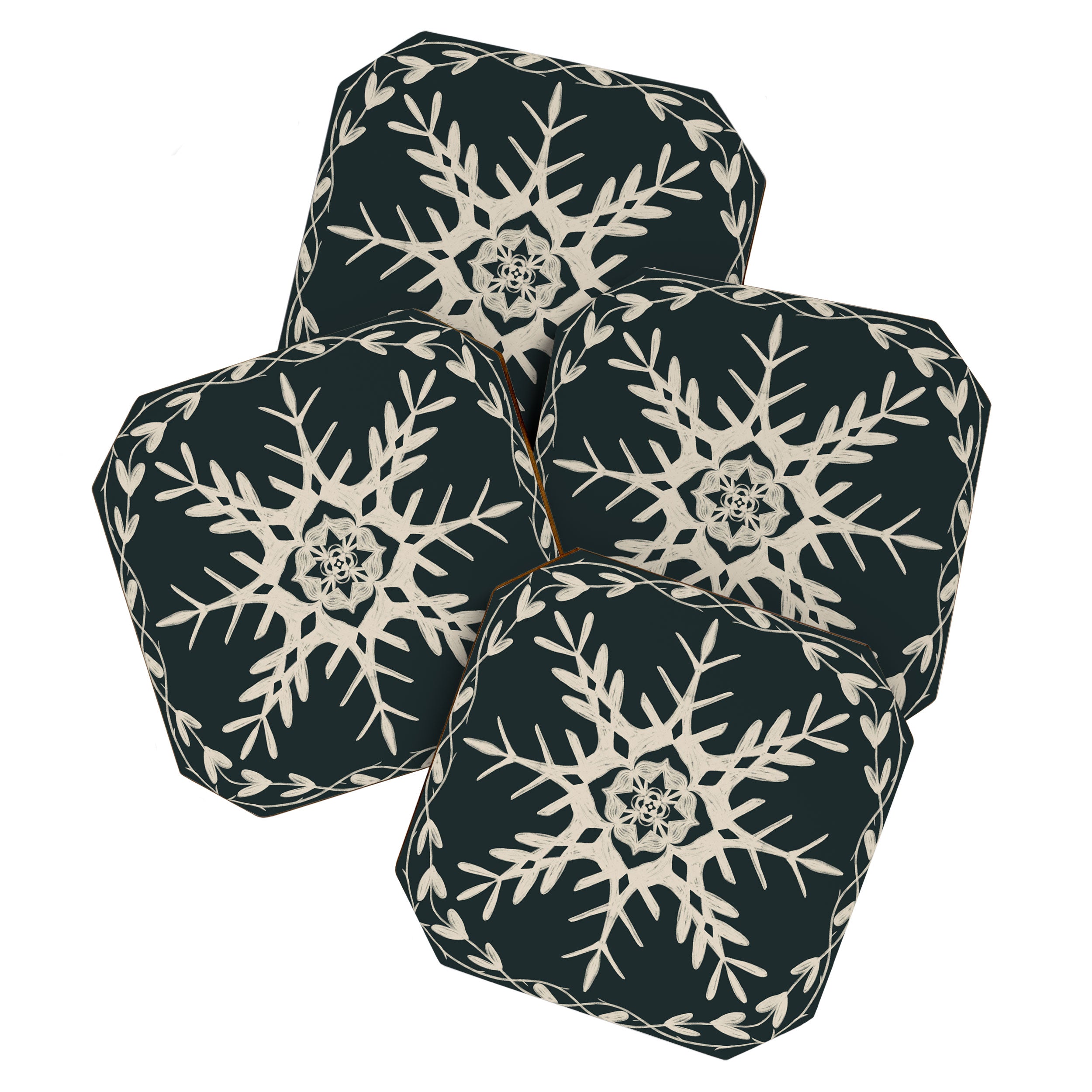 Scandinavian Snowflake no. 3 navy colorway  Coaster Gallery Image 1