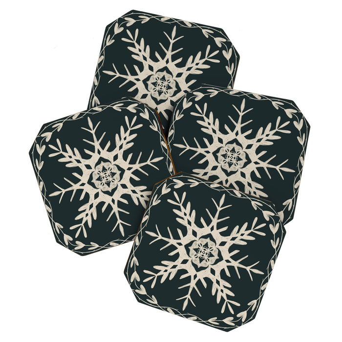 Scandinavian Snowflake no. 3 navy colorway  Coaster Gallery Image 1