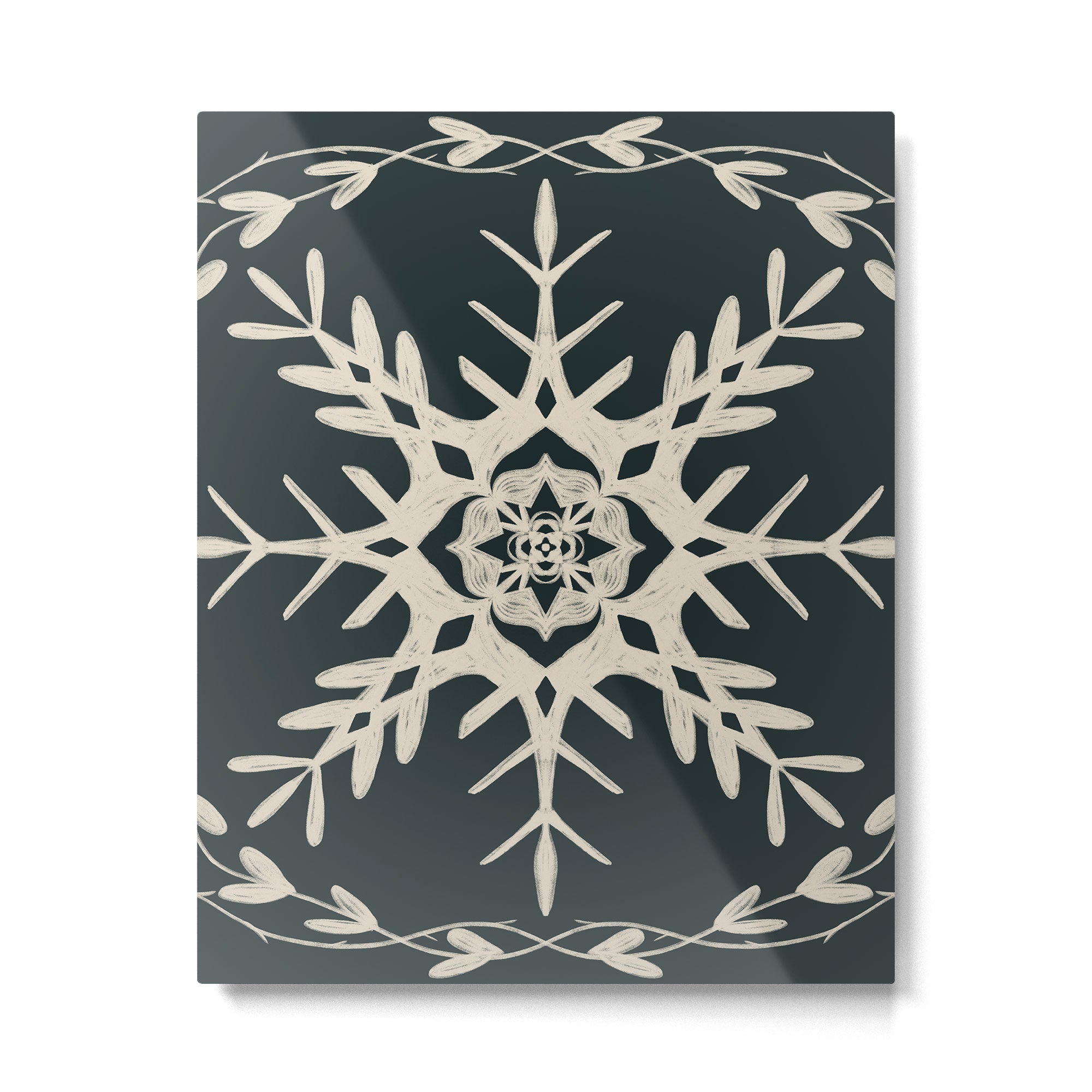 Scandinavian Snowflake no. 3 navy colorway  Metal Print Gallery Image 6