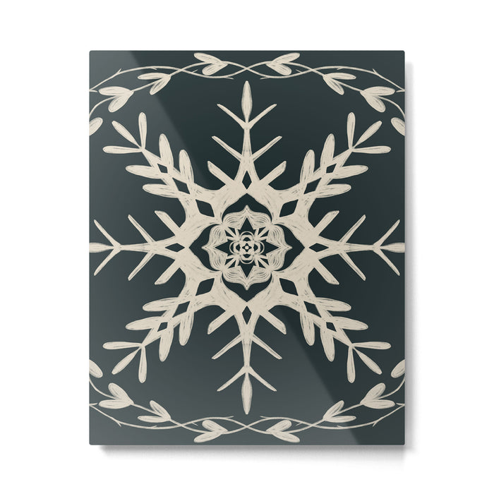 Scandinavian Snowflake no. 3 navy colorway  Metal Print Gallery Image 1