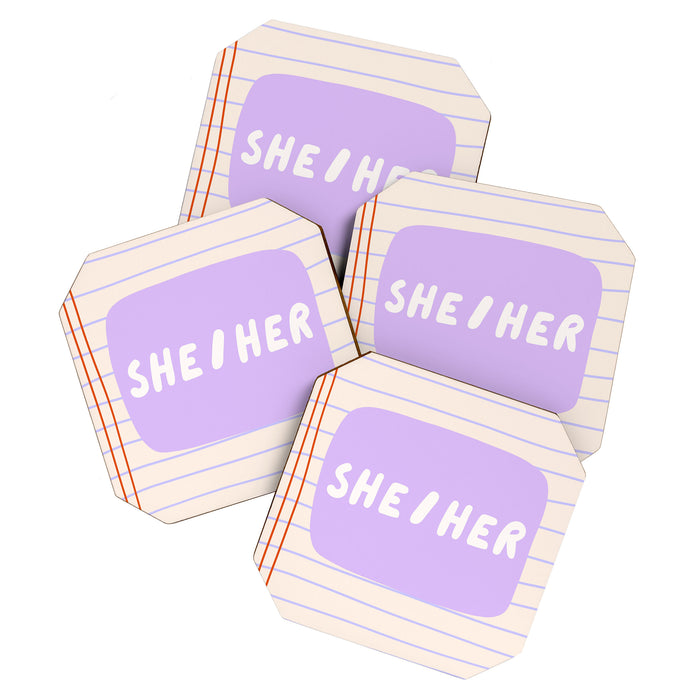 She/Her - pronoun badge  Coaster Gallery Image 1