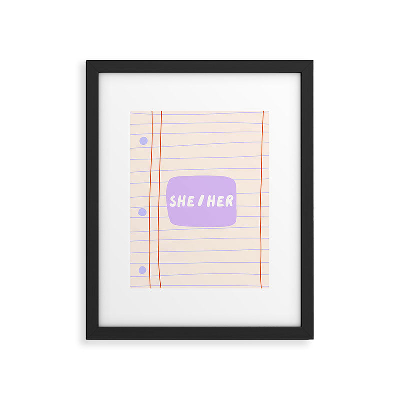 She/Her - pronoun badge  Framed Art Print Gallery Image 6