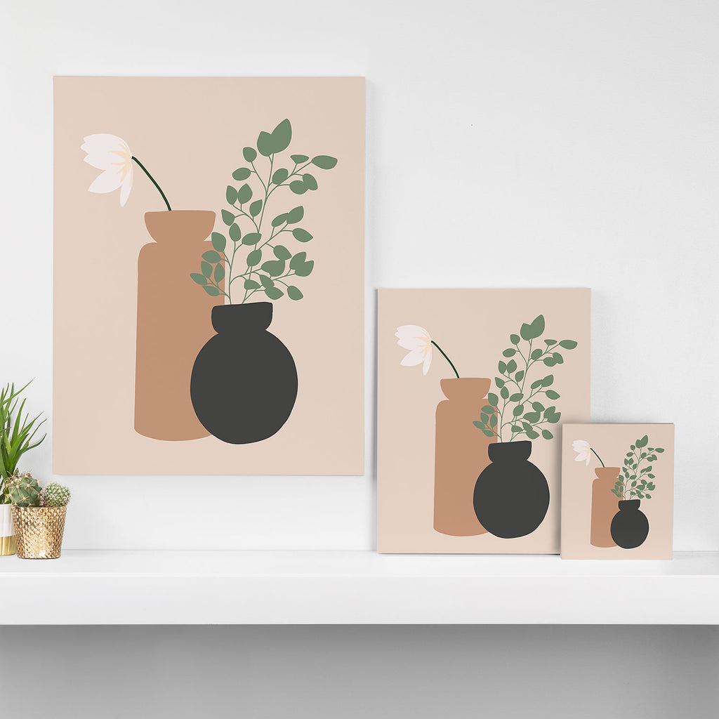 Vase no. 3 with Eucalyptus and Tulip Canvas Print Gallery Image 3