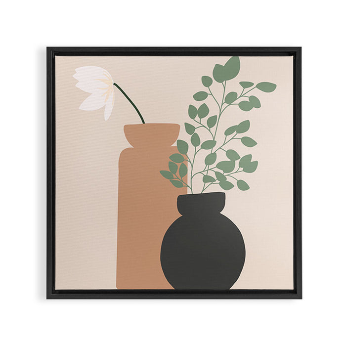 Vase no. 3 with Eucalyptus and Tulip Framed Canvas Print Gallery Image 1