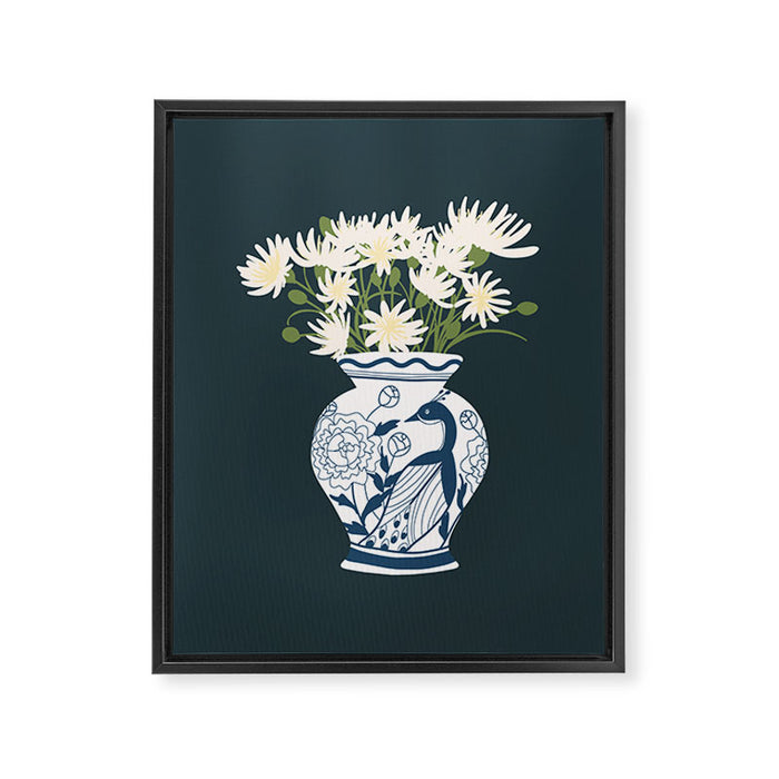Vase no. 6 with Peacock  Framed Canvas Print Gallery Image 1