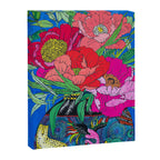 Bright Peony Bouquet in Tropical Rainbow Cheetah and Bird Maximalist Vase Painting Canvas Print Gallery Image 6