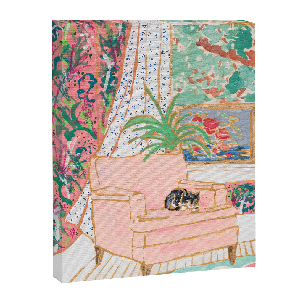 Catnap - Tuxedo Cat Napping in Chair by the Window Canvas Print Gallery Image 6