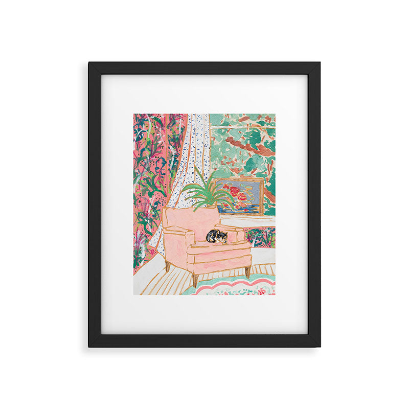 Catnap - Tuxedo Cat Napping in Chair by the Window Framed Art Print Gallery Image 5