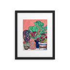 Cluster of Houseplants and Proteas on Pink Still Life Painting Framed Art Print Gallery Image 5