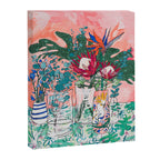 Cockatoo Vase - Bouquet of Flowers on Coral and Jungle Canvas Print Gallery Image 8