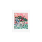 Cockatoo Vase - Bouquet of Flowers on Coral and Jungle Art Print Gallery Image 1