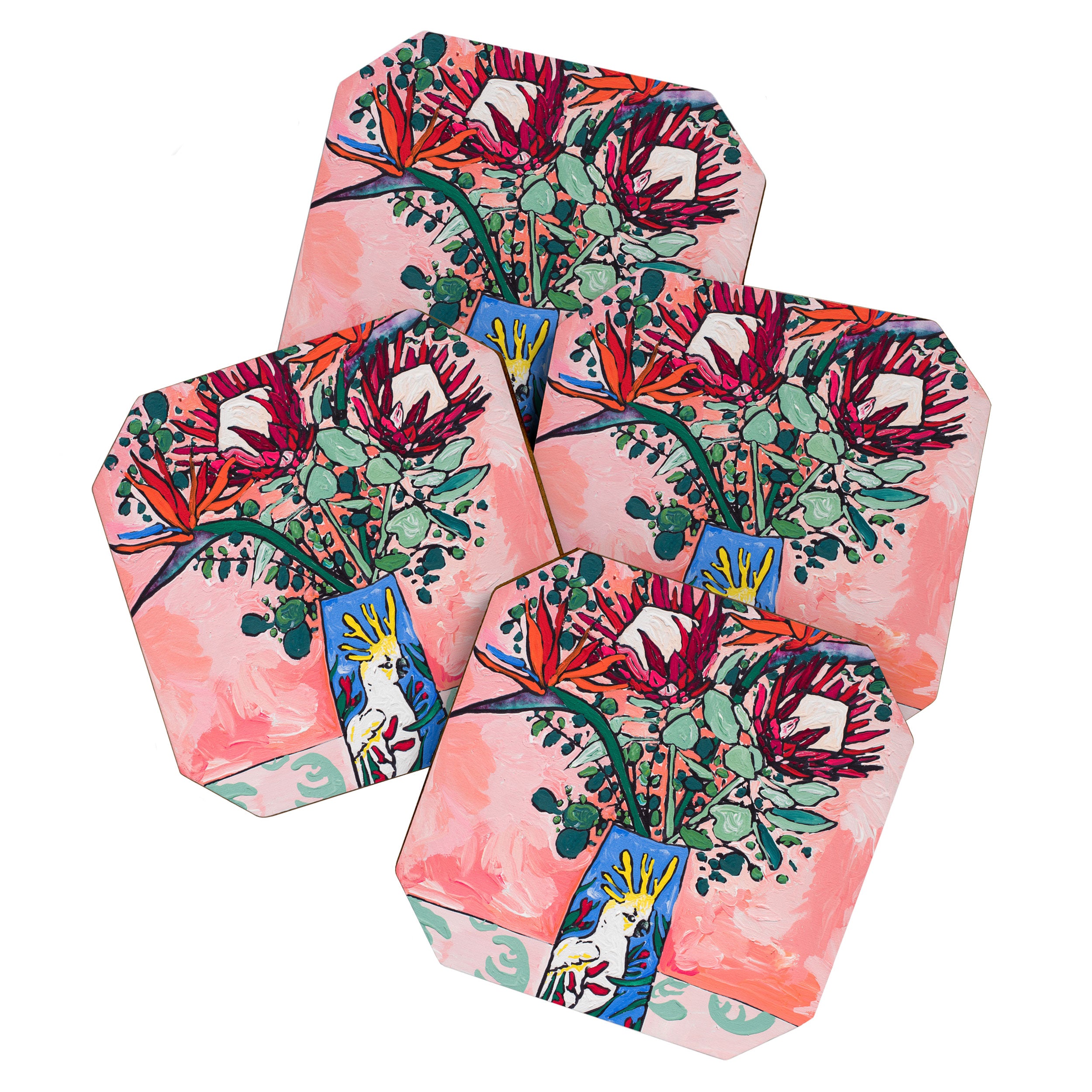 Cockatoo Vase on Painterly Pink Coaster Gallery Image 1
