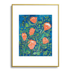 Coral Proteas on Blue Pattern Painting Framed Art Print Gallery Image 125