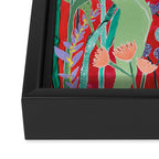 Floral Jungle on Red with Proteas, Eucalyptus and Birds of Paradise Framed Canvas Print Gallery Image 3