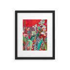 Floral Jungle on Red with Proteas, Eucalyptus and Birds of Paradise Framed Art Print Gallery Image 6