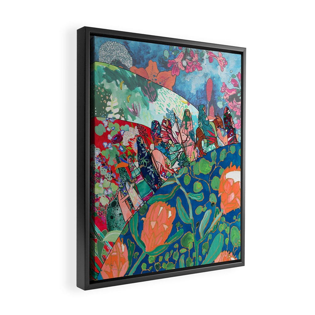 Floral Migrant Quilt Framed Canvas Print Gallery Image 2