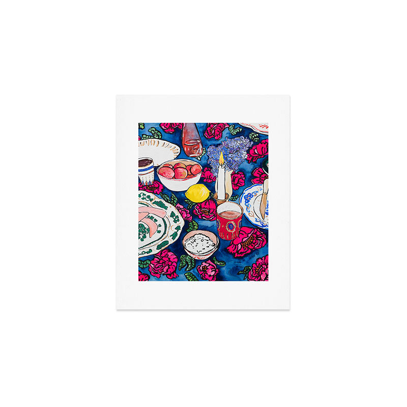 Friendsgiving Floral Tablescape Painting Art Print Gallery Image 1