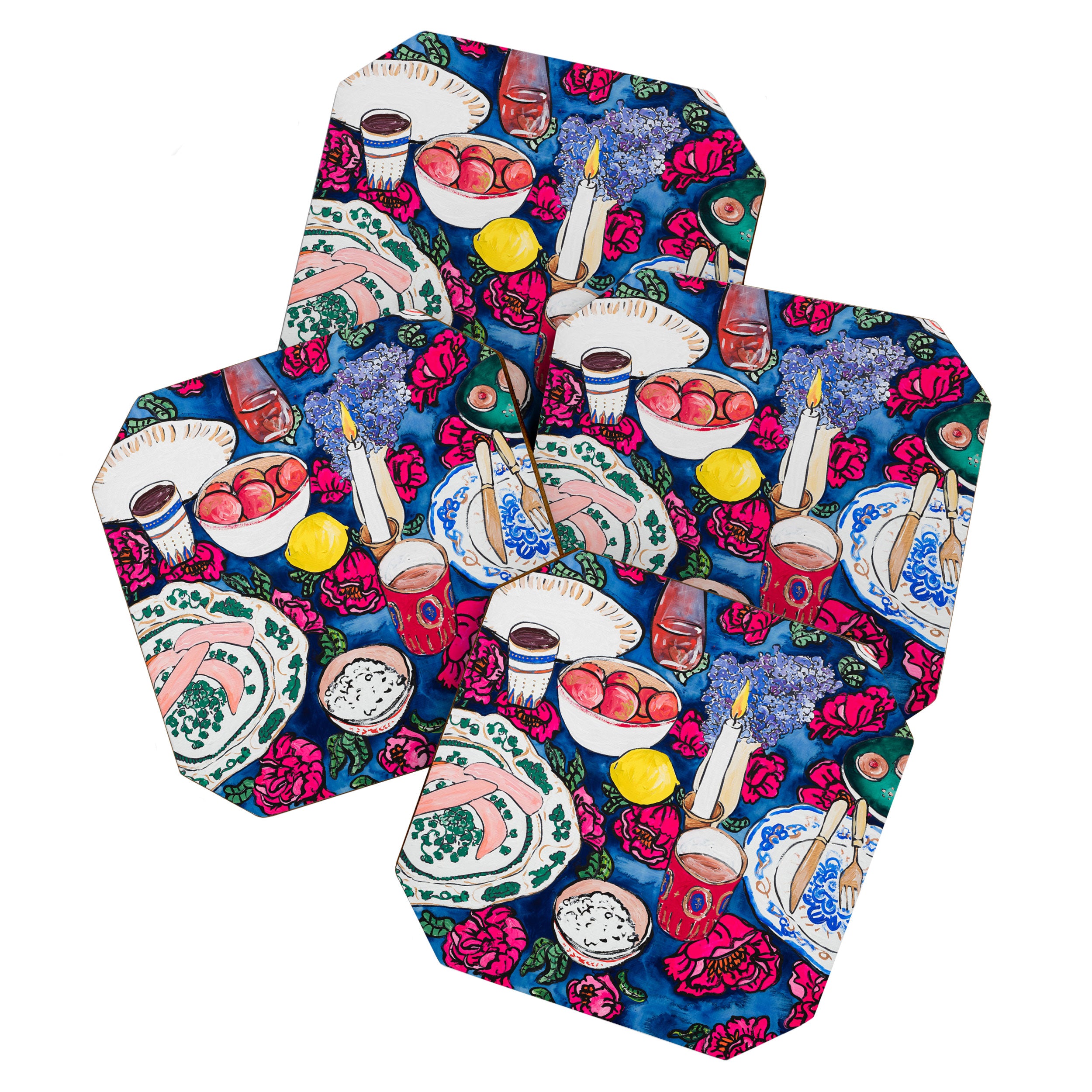 Friendsgiving Floral Tablescape Painting Coaster Gallery Image 1