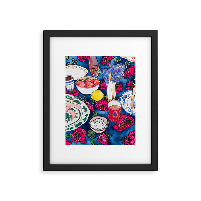 Friendsgiving Floral Tablescape Painting Framed Art Print Gallery Image 1