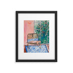 Napping Ginger Cat in Pink Jungle Garden Room Framed Art Print Gallery Image 5