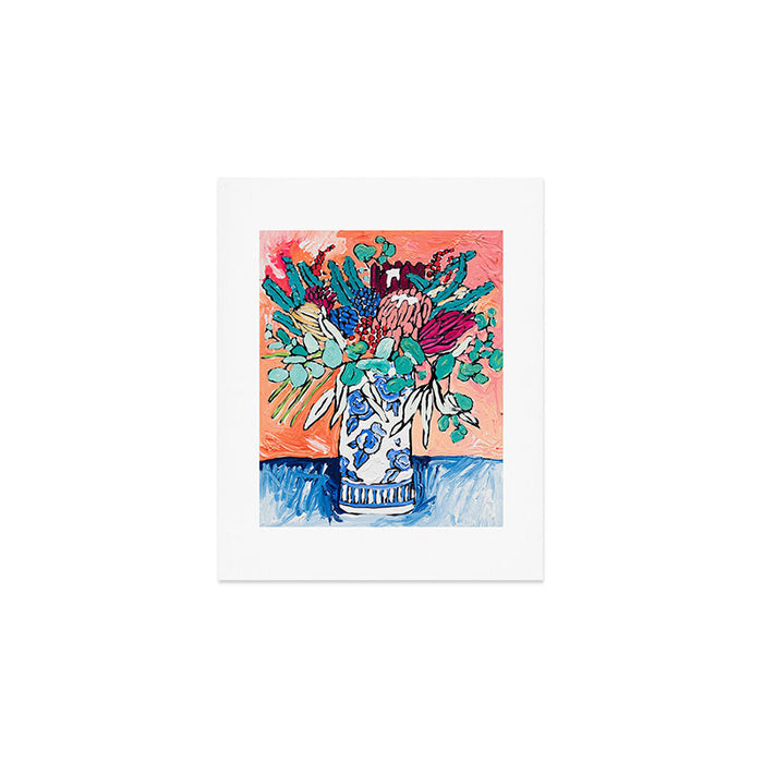Orange Protea Bouquet Australian Wildflower Still Life Painting Art Print Gallery Image 1