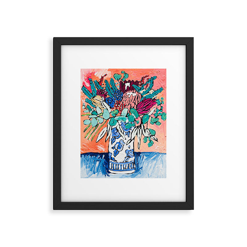 Orange Protea Bouquet Australian Wildflower Still Life Painting Framed Art Print Gallery Image 5