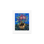 Painterly Bouquet of Proteas in Greek Horse Urn on Blue Art Print Gallery Image 1