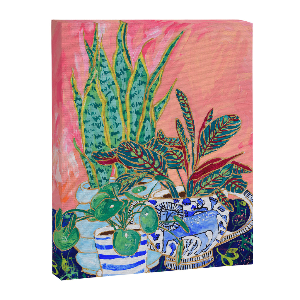 Pink Indoor Plant Still Life with Lion x The Sill Canvas Print Gallery Image 6