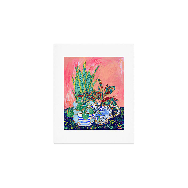 Pink Indoor Plant Still Life with Lion x The Sill Art Print Gallery Image 1
