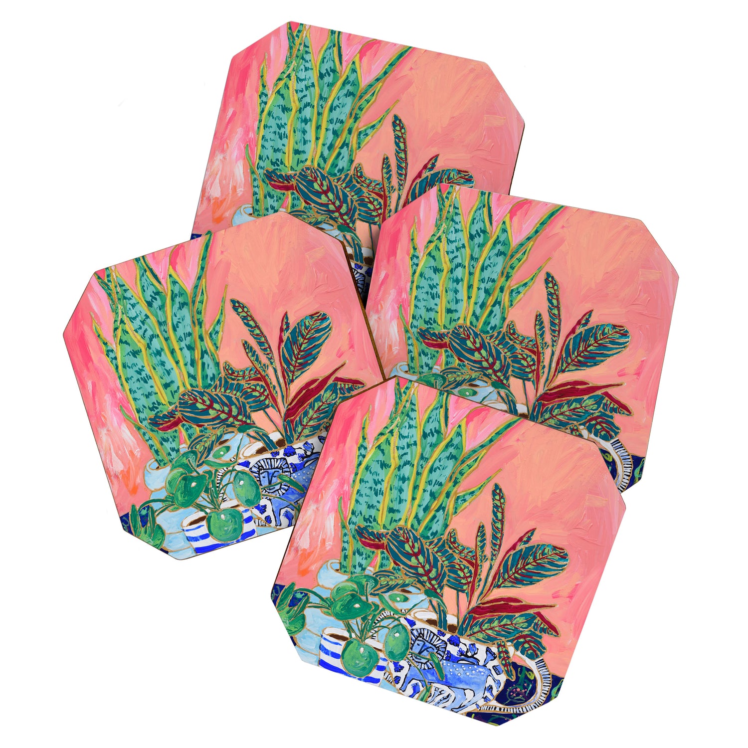 Pink Indoor Plant Still Life with Lion x The Sill Coaster Gallery Image 1