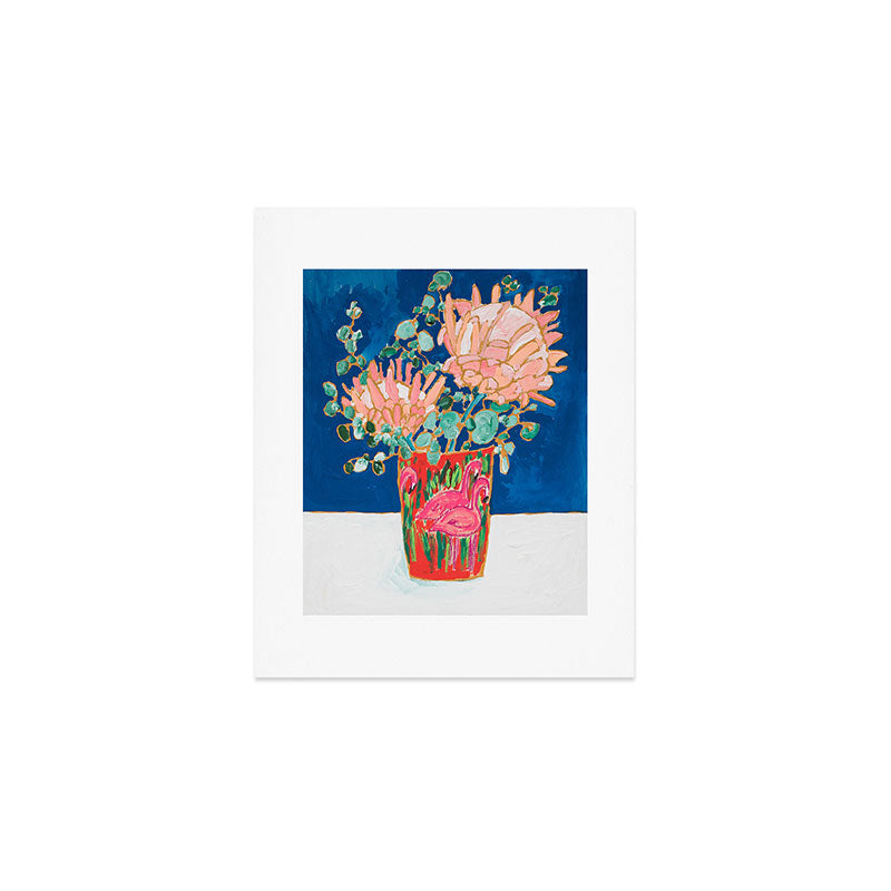 Protea in Enamel Flamingo Tumbler Painting Art Print Gallery Image 1