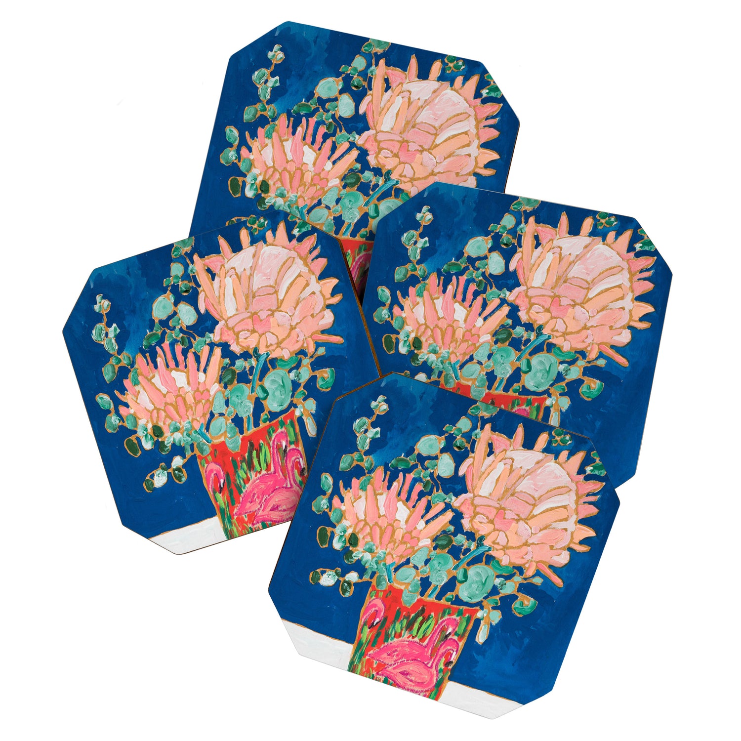 Protea in Enamel Flamingo Tumbler Painting Coaster Gallery Image 1