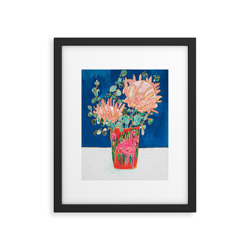 Protea in Enamel Flamingo Tumbler Painting Framed Art Print Gallery Image 4