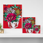 Red Peony Bouquet in Classic Chinese Style Takeout Container San Francisco Pop ArtPainting Canvas Print Gallery Image 3