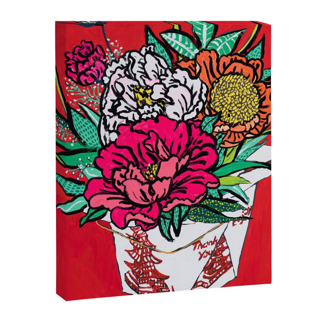 Red Peony Bouquet in Classic Chinese Style Takeout Container San Francisco Pop ArtPainting Canvas Print Gallery Image 6