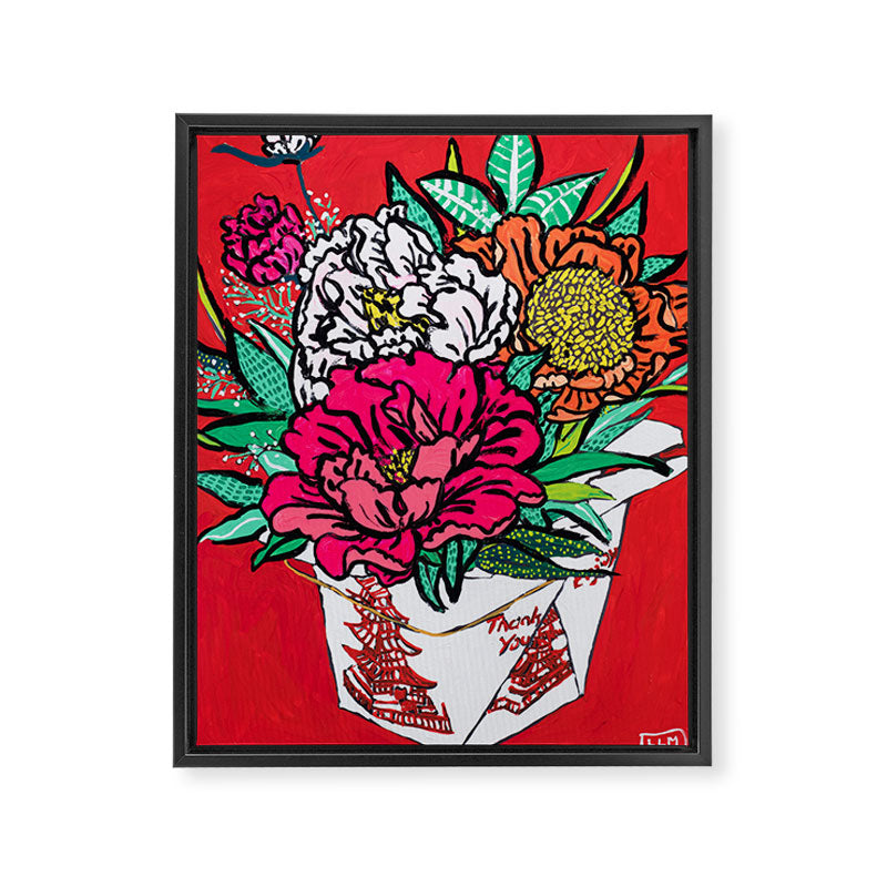Red Peony Bouquet in Classic Chinese Style Takeout Container San Francisco Pop ArtPainting Framed Canvas Print Gallery Image 6