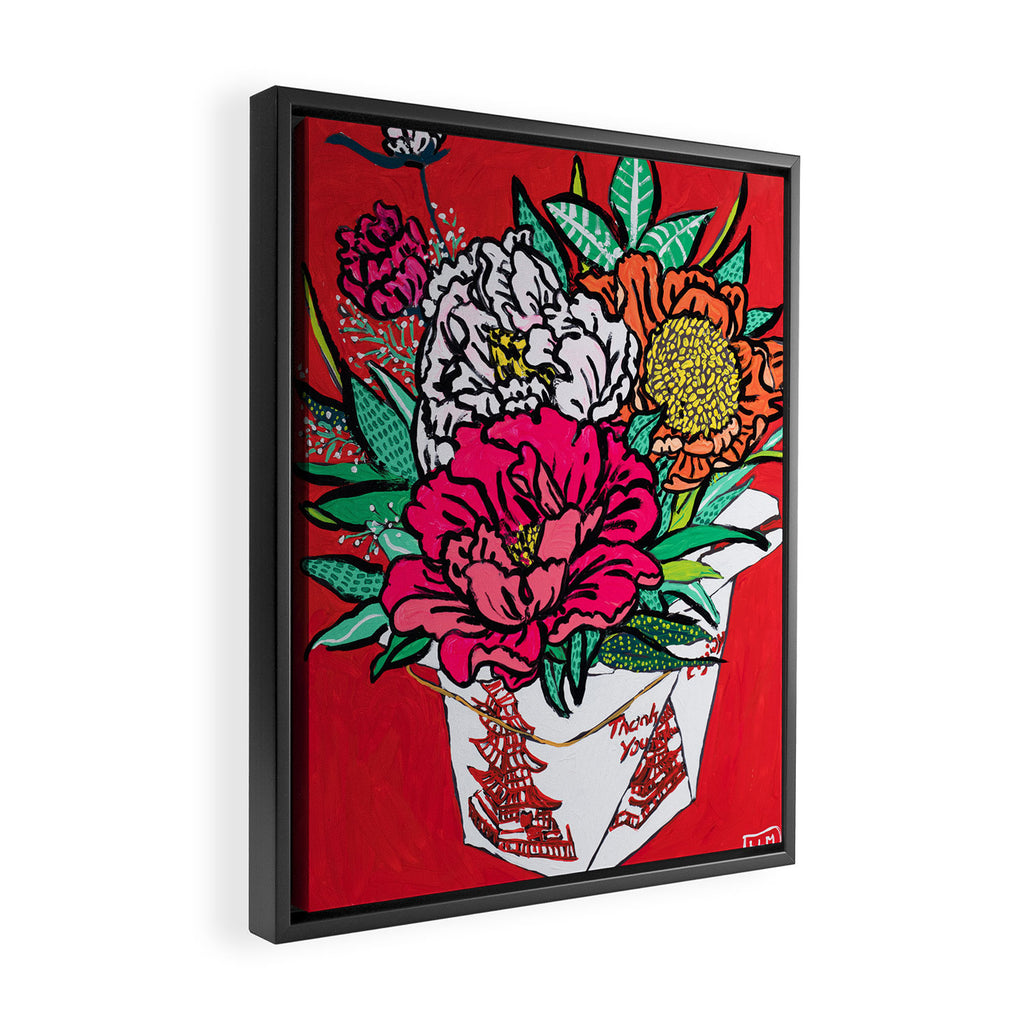 Red Peony Bouquet in Classic Chinese Style Takeout Container San Francisco Pop ArtPainting Framed Canvas Print Gallery Image 2