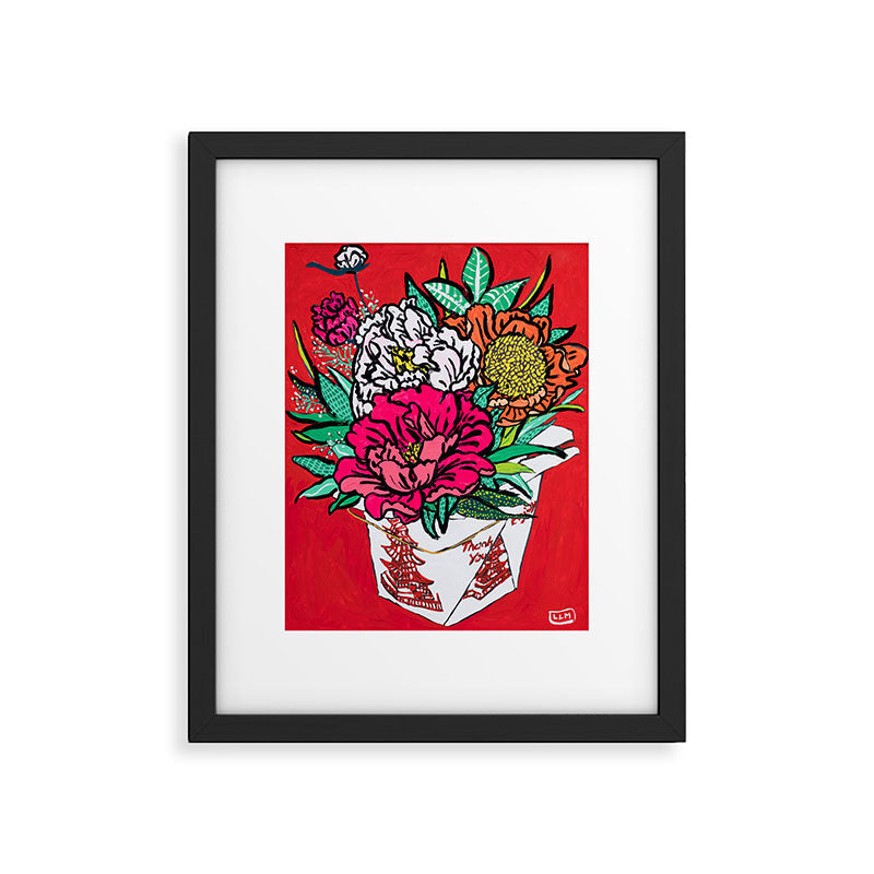 Red Peony Bouquet in Classic Chinese Style Takeout Container San Francisco Pop ArtPainting Framed Art Print Gallery Image 4