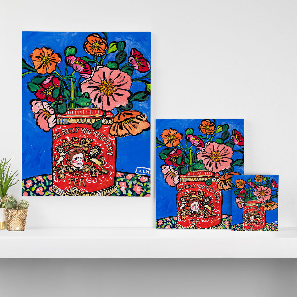 Rex Manning Day Bouquet: Poppy Flowers in Tea Tin Painting Empire Records Nineties Nostalgia Canvas Print Gallery Image 3