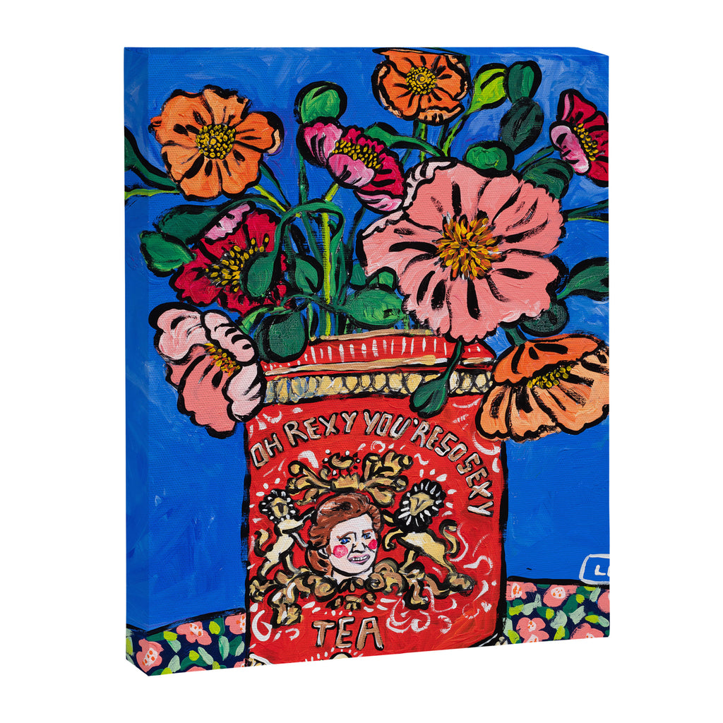 Rex Manning Day Bouquet: Poppy Flowers in Tea Tin Painting Empire Records Nineties Nostalgia Canvas Print Gallery Image 3