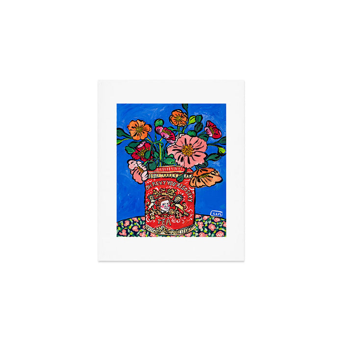 Rex Manning Day Bouquet: Poppy Flowers in Tea Tin Painting Empire Records Nineties Nostalgia Art Print Gallery Image 1