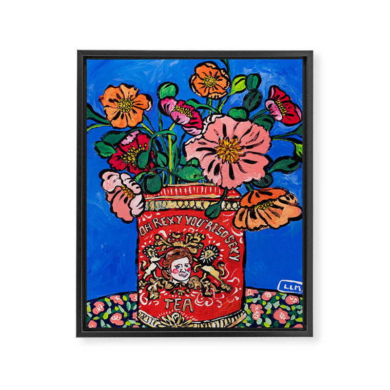 Rex Manning Day Bouquet: Poppy Flowers in Tea Tin Painting Empire Records Nineties Nostalgia Framed Canvas Print Gallery Image 3