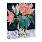 Swan Vase with Pink Lily Flower Bouquet on Dark Blue and Black Winter Floral Canvas Print Gallery Image 6