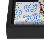 Swan Vase with Pink Lily Flower Bouquet on Dark Blue and Black Winter Floral Framed Canvas Print Gallery Image 3