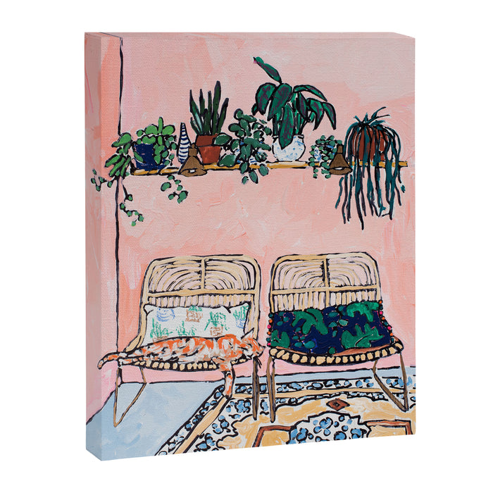 Two Chairs and a Napping Ginger Cat Canvas Print Gallery Image 1