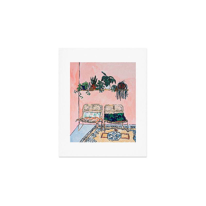 Two Chairs and a Napping Ginger Cat Art Print Gallery Image 1